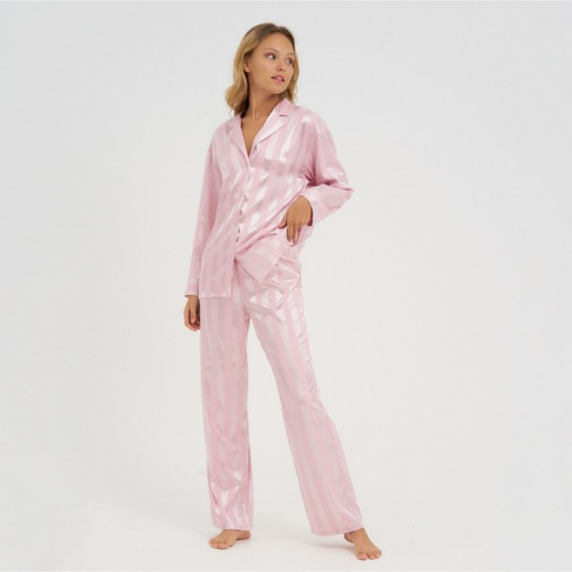 Пижама женская (рубашка, брюки) KAFTAN "Полоска", пудровый