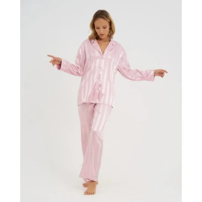 Пижама женская (рубашка, брюки) KAFTAN "Полоска", пудровый