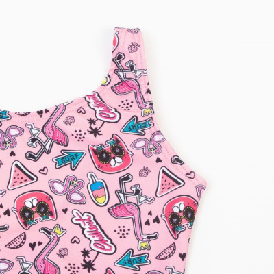 Купальник слитный для девочки, цвет розовый/кошки см