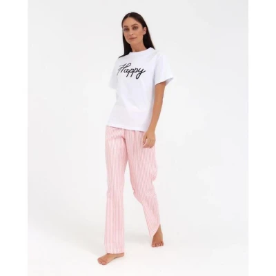 Брюки женские KAFTAN "Beautiful", цв. белый/розовый, р. 52-54