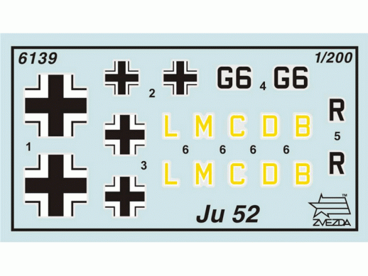 Сборная модель ZVEZDA Немецкий самолет Юнкерс Ю-52, 1/200