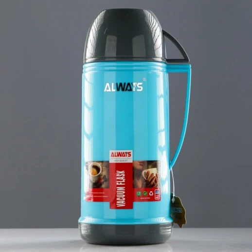 Термос 1 л, со стеклянной колбой, сохраняет тепло 10 ч, микс