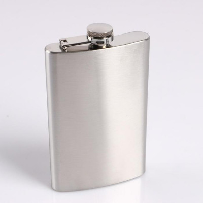 Фляжка, 300 мл (10 oz) "Герб России", в чехле на шнурке, 11 х 17 см, под нанесение, хром