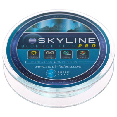 Леска зимняя Sprut SKYLINE Fluorocarbon Composition IceTech PRO, диаметр 0.125 мм, тест 3.05 кг, 50 м, цвет голубой
