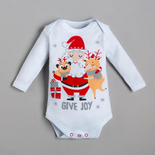 Боди с длинным рукавом Крошка Я "Happy winter", цвет белый