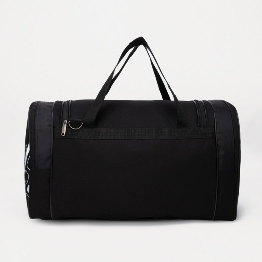 Сумка дорожная, 3 отдела на молниях, наружный карман, длинный ремень, цвет чёрный