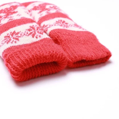 Варежки женские шерстяные, цвет красный/белый, размер 20-22