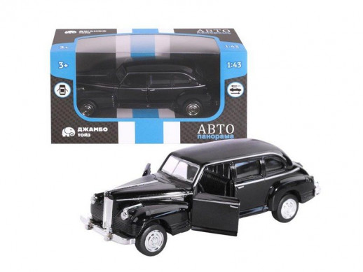 Машина "АВТОПАНОРАМА", черный, 1/43, инерция, в/к 14*5,7*6,8 см