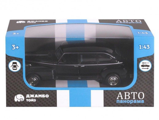 Машина "АВТОПАНОРАМА", черный, 1/43, инерция, в/к 14*5,7*6,8 см