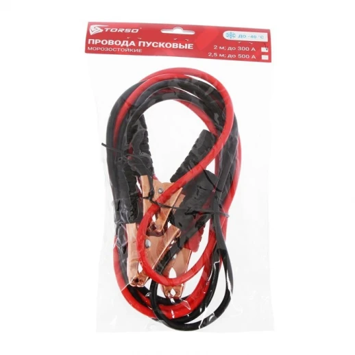 Провода пусковые для прикуривания автомобиля TORSO, 300 А, 2 метра, сумка
