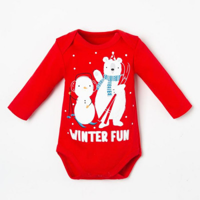 Боди с дл. рукавом Крошка Я "Happy winter", красный