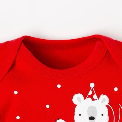 Боди с дл. рукавом Крошка Я "Happy winter", красный