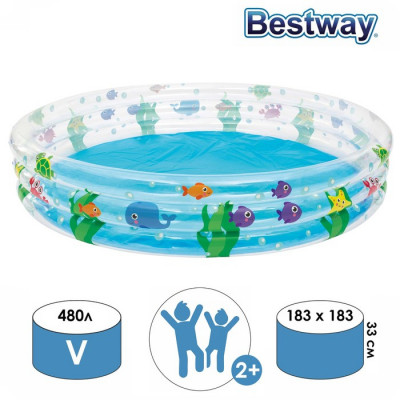 Бассейн надувной «Подводный мир», 183 х 33 см, 51005 Bestway