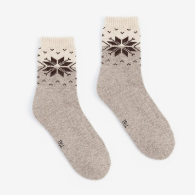 Носки женские из монгольской шерсти "Снежинка", цвет серый (34-36)