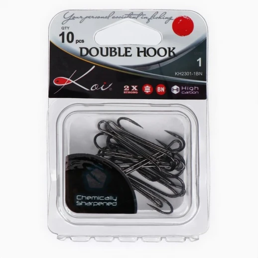 Крючки двойные KOI DOUBLE HOOK, цвет BN, № 1, 10 шт.