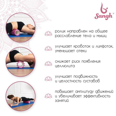 Ролик массажный Sangh, 33х10 см, цвет синий