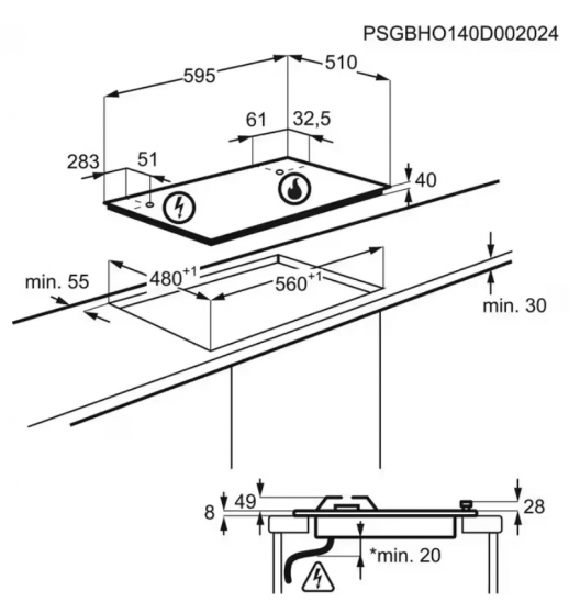 Встраиваемые газовые панели ELECTROLUX Electrolux CGS6436BX