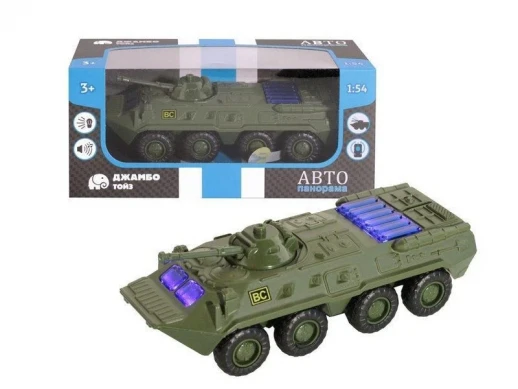 Танк "АВТОПАНОРАМА" хаки, 1/54, инерция, свет, звук, в/к 17*8*6,5 см