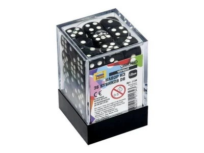 Набор черных игровых кубиков ZVEZDA "D6", 12мм, 36 шт