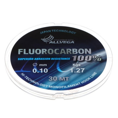 Леска монофильная ALLVEGA FX Fluorocarbon 100%, диаметр 0.40 мм, тест 12.56 кг, 30 м, прозрачная