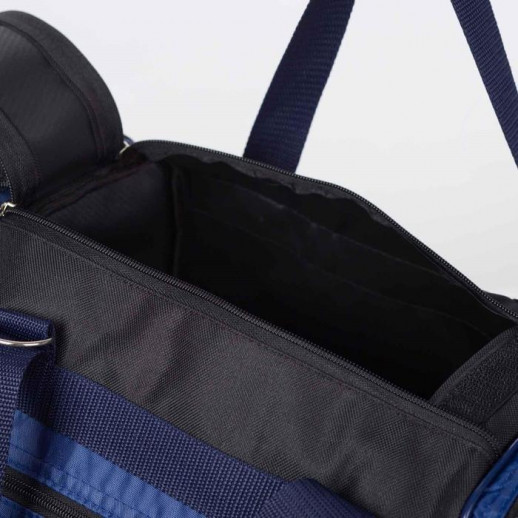 Сумка спортивная на молнии, 3 наружных кармана, цвет чёрный/серый