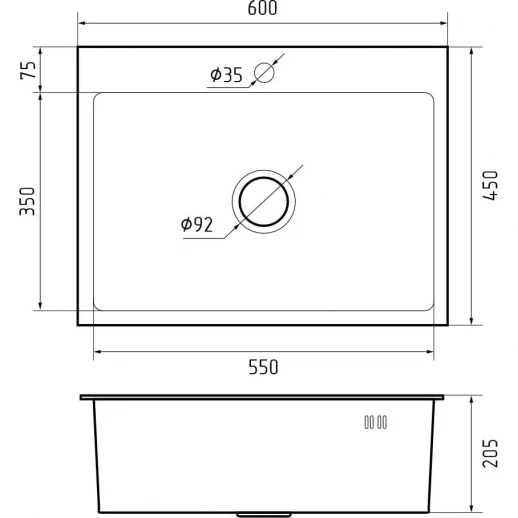 Кухонная мойка GRANFEST GranFest METAL 6045 PVD graphite