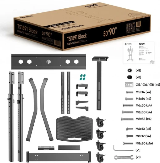 Мобильная стойка ONKRON на 1 ТВ ONKRON TS1891 BLACK