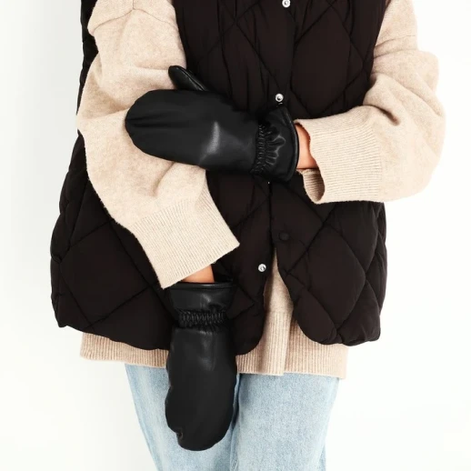 Варежки женские, безразмерные, с утеплителем, цвет хаки