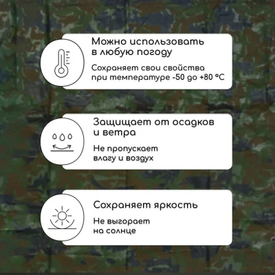 Тент защитный, 3 × 2 м, плотность 90 г/м², люверсы шаг 1 м, тарпаулин, цвет хаки