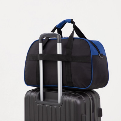 Сумка дорожная на молнии, наружный карман, длинный ремень, цвет голубой