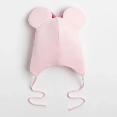 Шапка для девочки «Мышка», цвет пудра/бантик