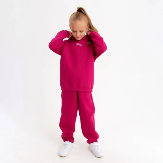 Костюм детский (худи, брюки) MINAKU: Basic Line KIDS, oversize, цвет фуксия, рост 128