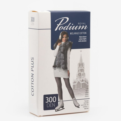 Колготки женские Podium Cotton Plus 300 ден, цвет чёрный (nero)