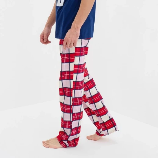 Пижама новогодняя мужская KAFTAN "Santa team", цвет синий/красный