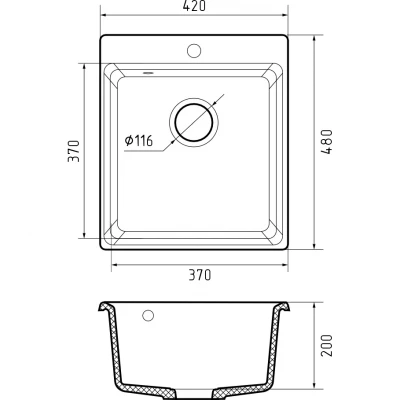 Кухонная мойка GRANFEST GranFest LEVEL LV-420 graphite