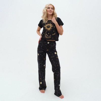 Пижама женская (футболка и брюки) KAFTAN Space р. 40-42, черный