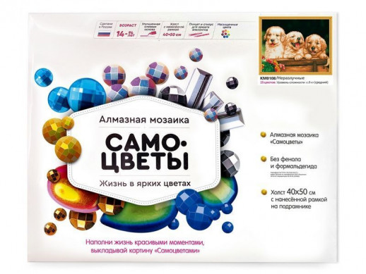 Алмазная мозаика с нанесенной рамкой 40х50 НЕРАЗЛУЧНЫЕ (25 цветов)