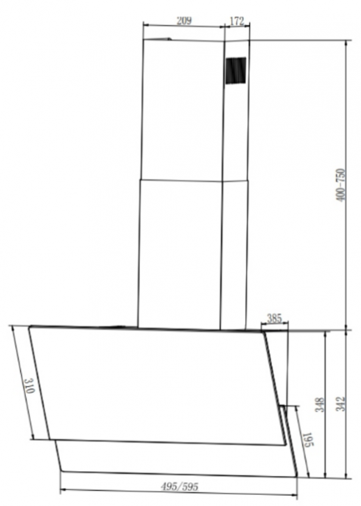 Вытяжки ELIKOR Вытяжка ELIKOR КВ VERTEX 50 WH (243072)