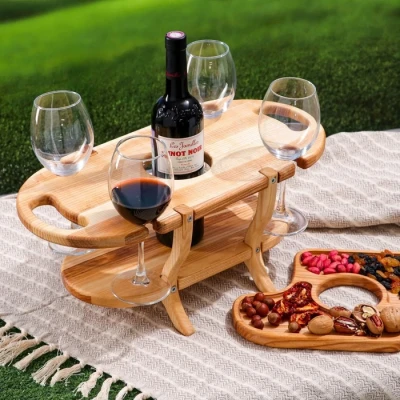 Подставка с блюдом для вина и закусок "Винница", 50х25 см, массив ясеня