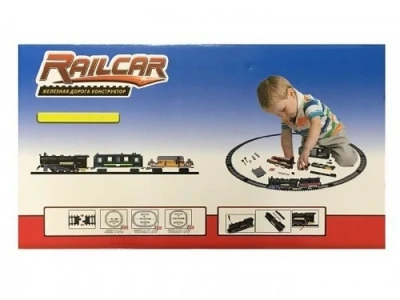 Железная дорога HQ 350 деталей, с локомотивом на батарейках, вагоны черный и желтый