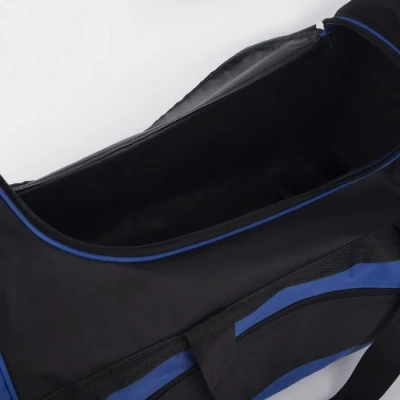 Сумка дорожная, 3 отдела на молниях, наружный карман, длинный ремень, цвет чёрный/серый