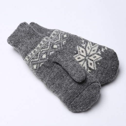Варежки женские шерстяные «Снежинка», цвет серый, размер 20-22