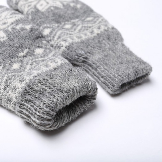 Варежки женские шерстяные «Снежинка», цвет серый, размер 20-22