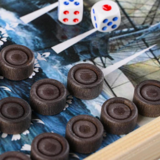 Нарды "Парусник" 40 х 40 см, с полем для игры в шашки