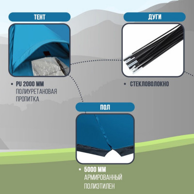 Палатка кемпинговая Maclay FAMILY TUNNEL 4, р. (240+200)х240х190см, 4х местная