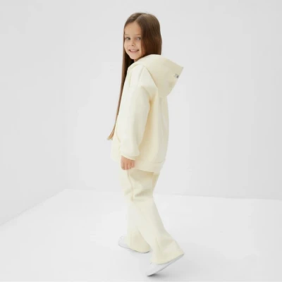 Костюм детский с начёсом (толстовка, брюки) KAFTAN р.34 (122-128), молочный