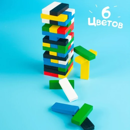 Падающая башня дженга «Kids», 54 бруска, 6+