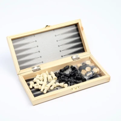 Настольная игра 3 в 1 "Шелест": нарды, шахматы, шашки, 24 х 24 см