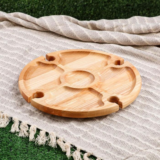 Столик-поднос для вина и закусок "Премиум", 35 х 17 см, массив ясеня