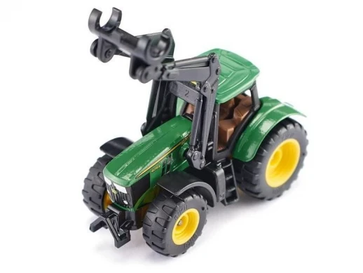 Трактор Siku 1540 John Deere с фронтальным погрузчиком для захвата брёвен